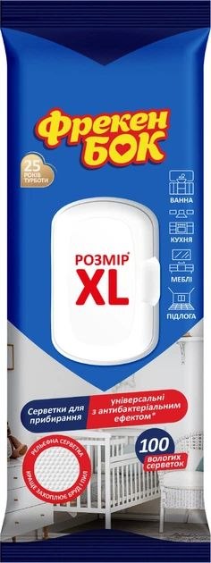 Серветки господ.вологі Фрекен Бок унів. з антибакт.ефектом з клапаном ХL 100шт